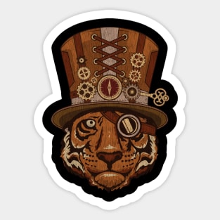 Steampunk Animal Tiger Vintage Art Sticker